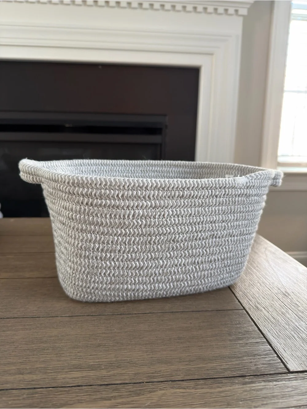 Woven Rope Storage Basket in Light Gray - Stylish Home Organizer